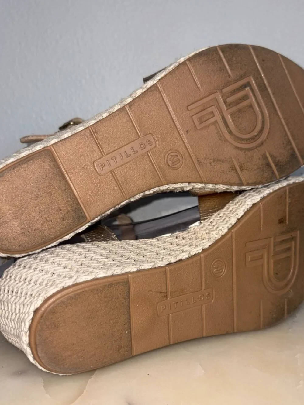 Size 9-9.5 Made In Spain Pitillos Rose Gold Espadrilles Sandals